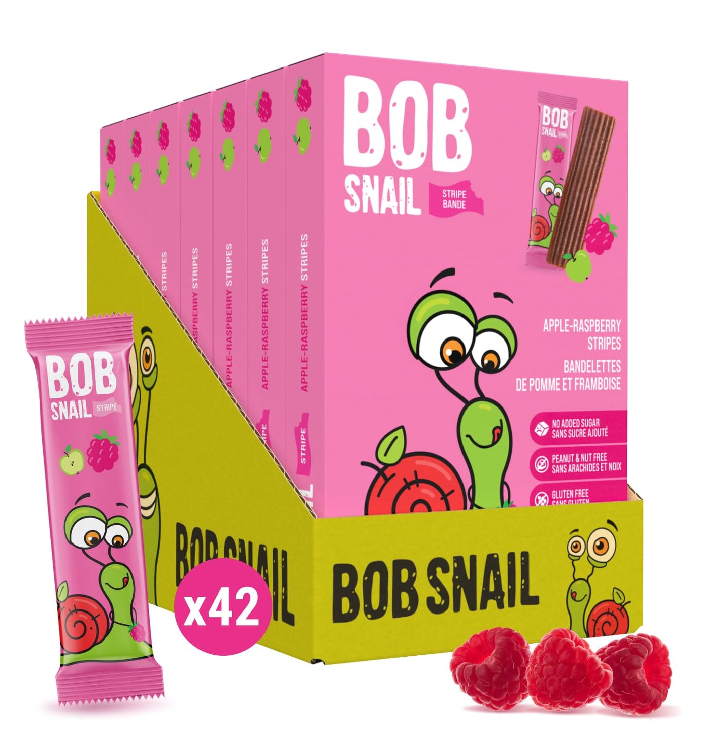 Bob Snail Fruit Leather Sweet & Sour Family Pack - Nut free fruit Roll Ups with Dried Mango,Sour Cherry & Blackcurrant, Candy box Fruit Snacks, All Natural Healthy Snacks for kids, Sugar Free sour Candy, 42 pcs Pack / 588 gram candy bulk (Exotic Mix)