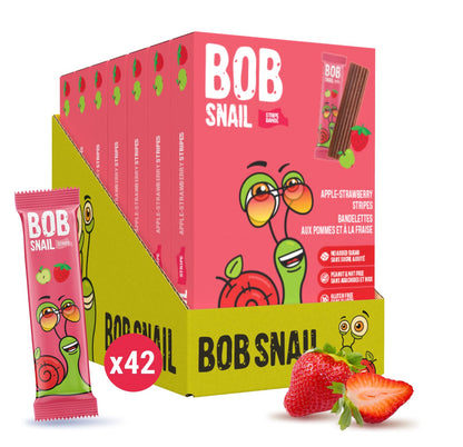 Bob Snail Fruit Leather Sweet & Sour Family Pack - Nut free fruit Roll Ups with Dried Mango,Sour Cherry & Blackcurrant, Candy box Fruit Snacks, All Natural Healthy Snacks for kids, Sugar Free sour Candy, 42 pcs Pack / 588 gram candy bulk (Exotic Mix)