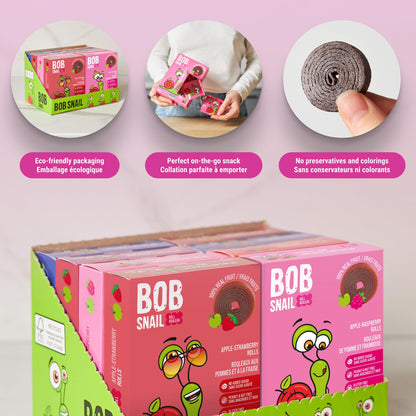 Bob Snail Healthy Snacks Berry Mix Family Pack - Nut free fruit Rolls with Blueberry, Raspberry & Strawberry, Candy box Fruit Snacks, All Natural Healthy Snacks for kids, No Added Sugar sour Candy, 80 pcs Pack / 800 gram candy bulk (Blueberry, Raspberry &