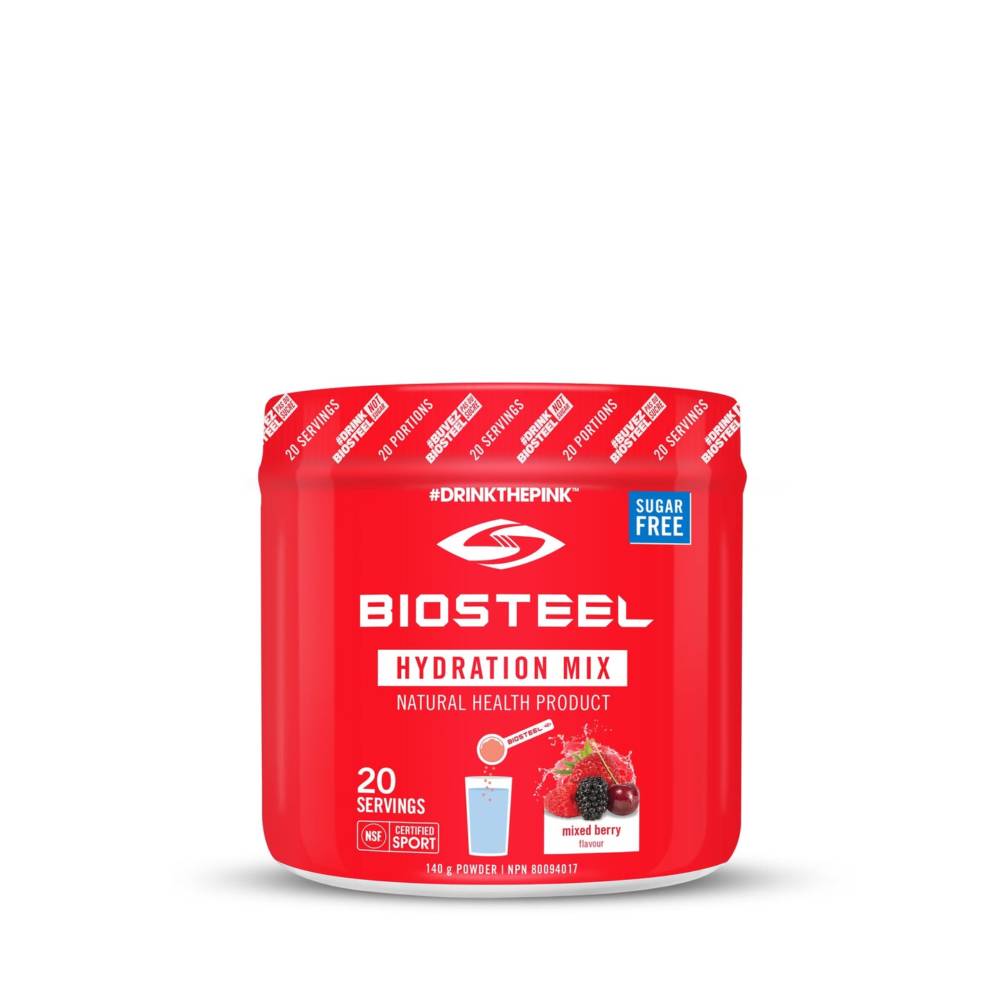 BioSteel Hydration Mix, Great Tasting Hydration with Zero Sugar, and No Artificial Flavours or Preservatives, Mixed Berry Flavour, 45 Servings per Tub