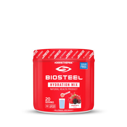BioSteel Hydration Mix, Great Tasting Hydration with Zero Sugar, and No Artificial Flavours or Preservatives, Mixed Berry Flavour, 45 Servings per Tub