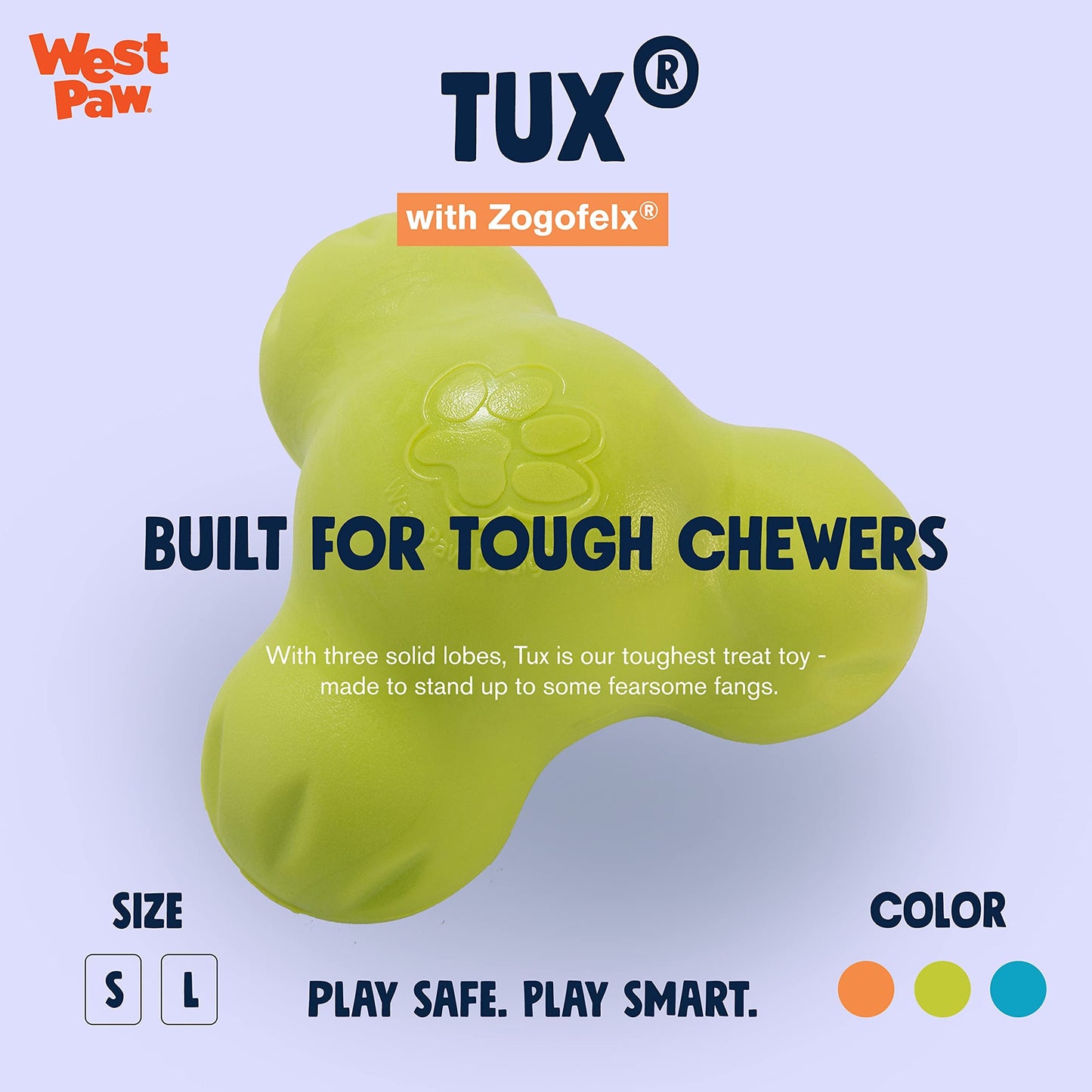 West Paw Zogoflex Tux Interactive Treat Dispensing Dog Chew Toy for Aggressive Chewers, 100% Guaranteed Tough, It Floats!, Made in USA, Small, Aqua