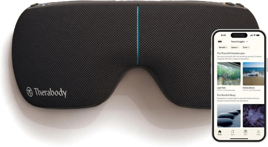 Therabody SmartGoggles 2.0 Heated Eye Mask & Eye Massager - Blackout Sleep Mask & Temple Massage for Personalized Relaxation, Stress Relief & Headache Relief