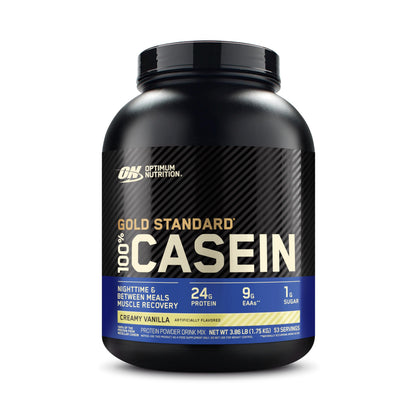 OPTIMUM NUTRITION GOLD STANDARD 100% Micellar Casein Protein Powder, Slow Digesting, Helps Keep You Full, Overnight Muscle Recovery, Creamy Vanilla, 0.91 kg