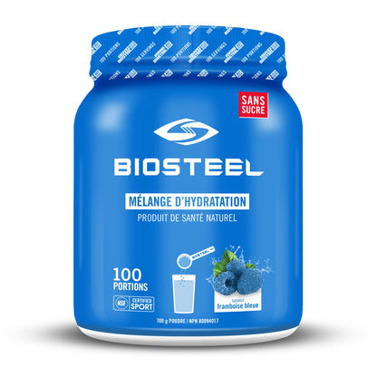 BioSteel Hydration Mix, Great Tasting Hydration with Zero Sugar, and No Artificial Flavours or Preservatives, Blue Raspberry Flavour, 20 Servings per Tub