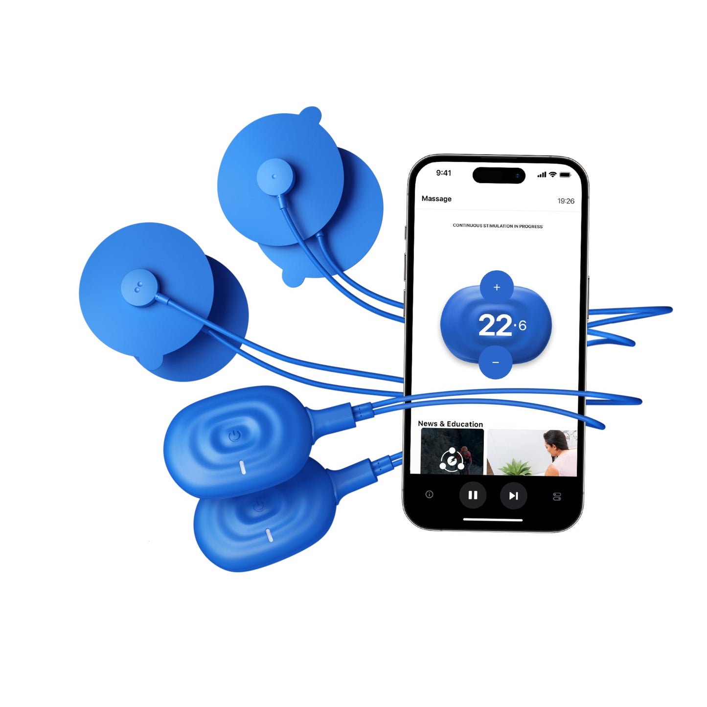 Therabody PowerDot 2.0 Duo - Stim TENS Unit for Pain Relief - Bluetooth Electrical Muscle Stimulation Device, 2 Smart Wireless NMES & TENS Pods for Muscle Pain, PMS and Menstrual Period Cramps - Red
