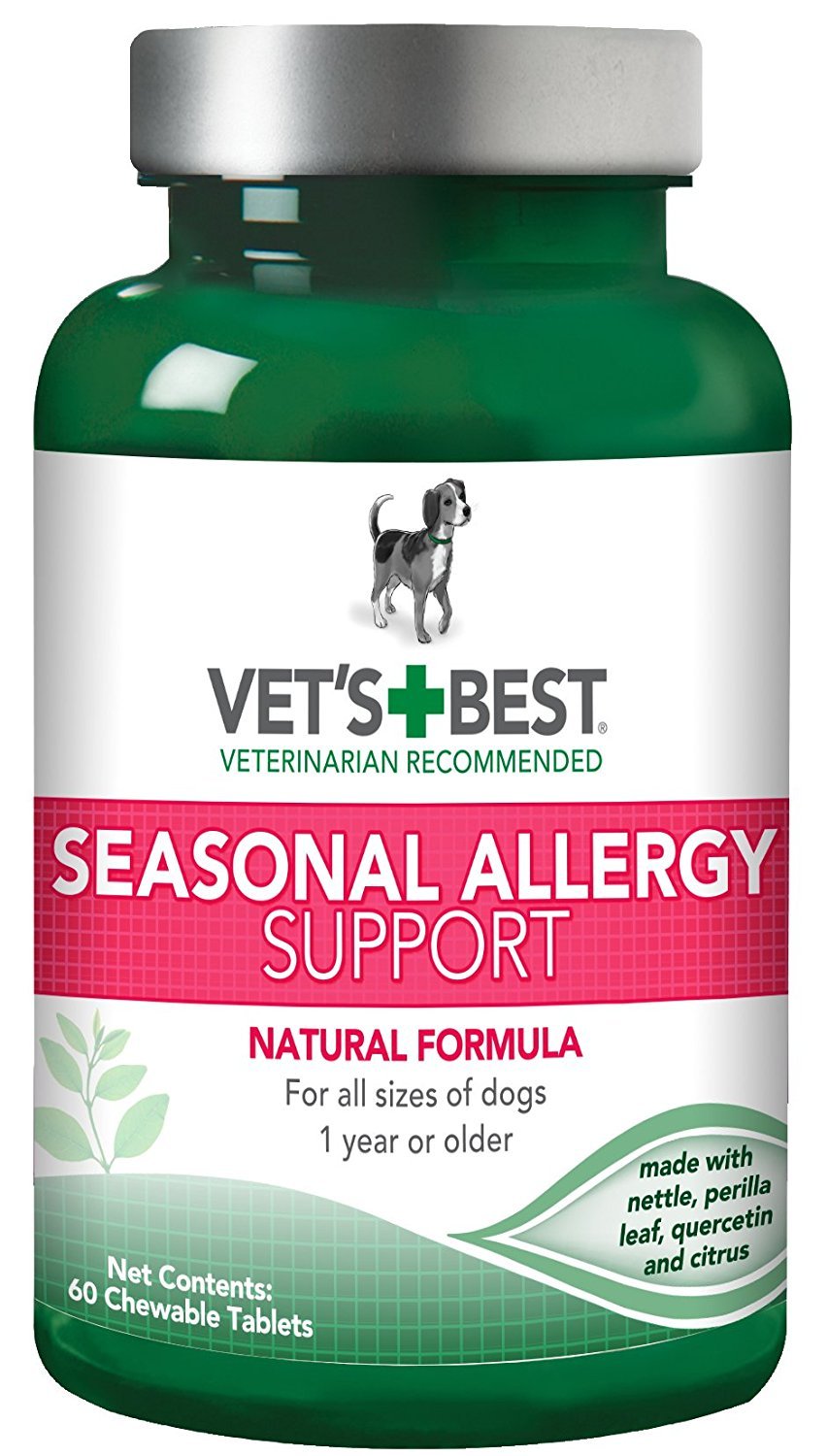 Vet’s Best Seasonal Allergy Relief | Dog Allergy Supplement | Relief from Dry or Itchy Skin | 60 Chewable Tablets