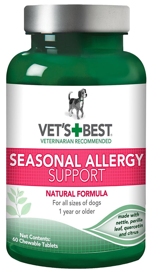 Vet’s Best Seasonal Allergy Relief | Dog Allergy Supplement | Relief from Dry or Itchy Skin | 60 Chewable Tablets