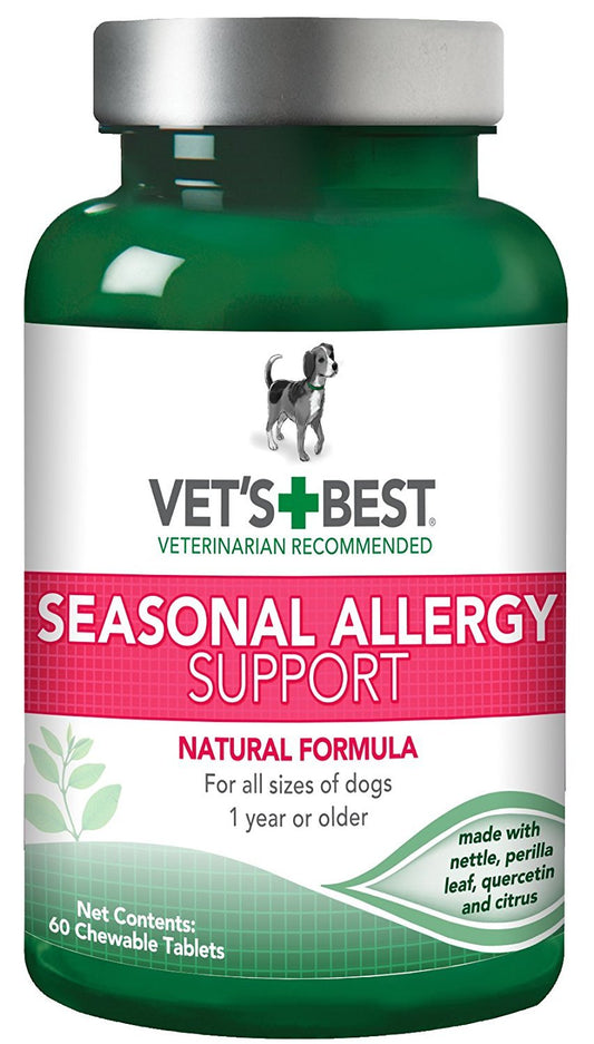 Vet’s Best Seasonal Allergy Relief | Dog Allergy Supplement | Relief from Dry or Itchy Skin | 60 Chewable Tablets