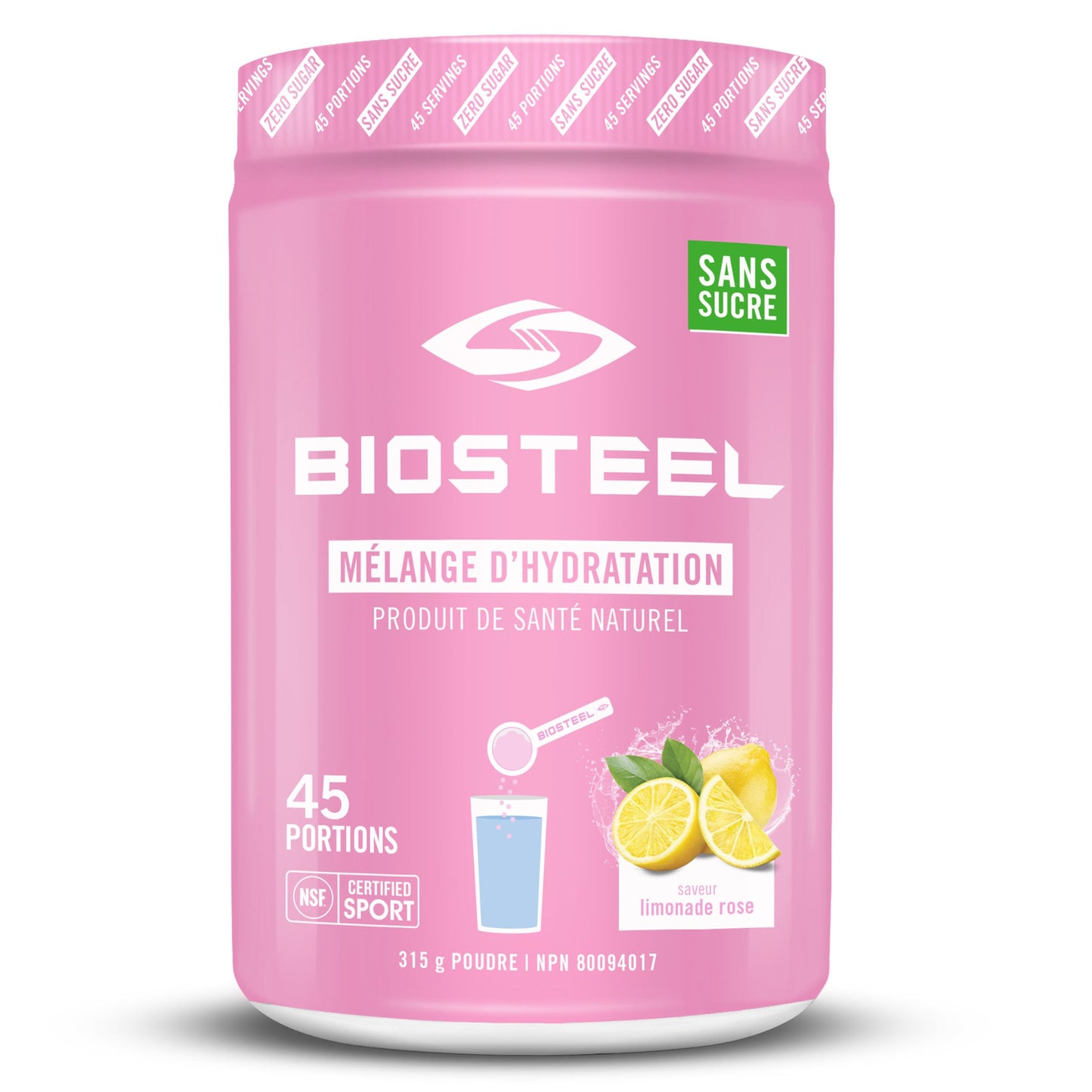 BioSteel Hydration Mix, Great Tasting Hydration with Zero Sugar, and No Artificial Flavours or Preservatives, Pink Lemonade Flavour, 100 Servings per Tub