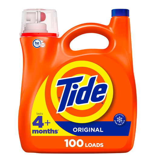 Tide Liquid Laundry Detergent, Original, 100 loads, 3.9 L, HE Compatible (Packaging May Vary)