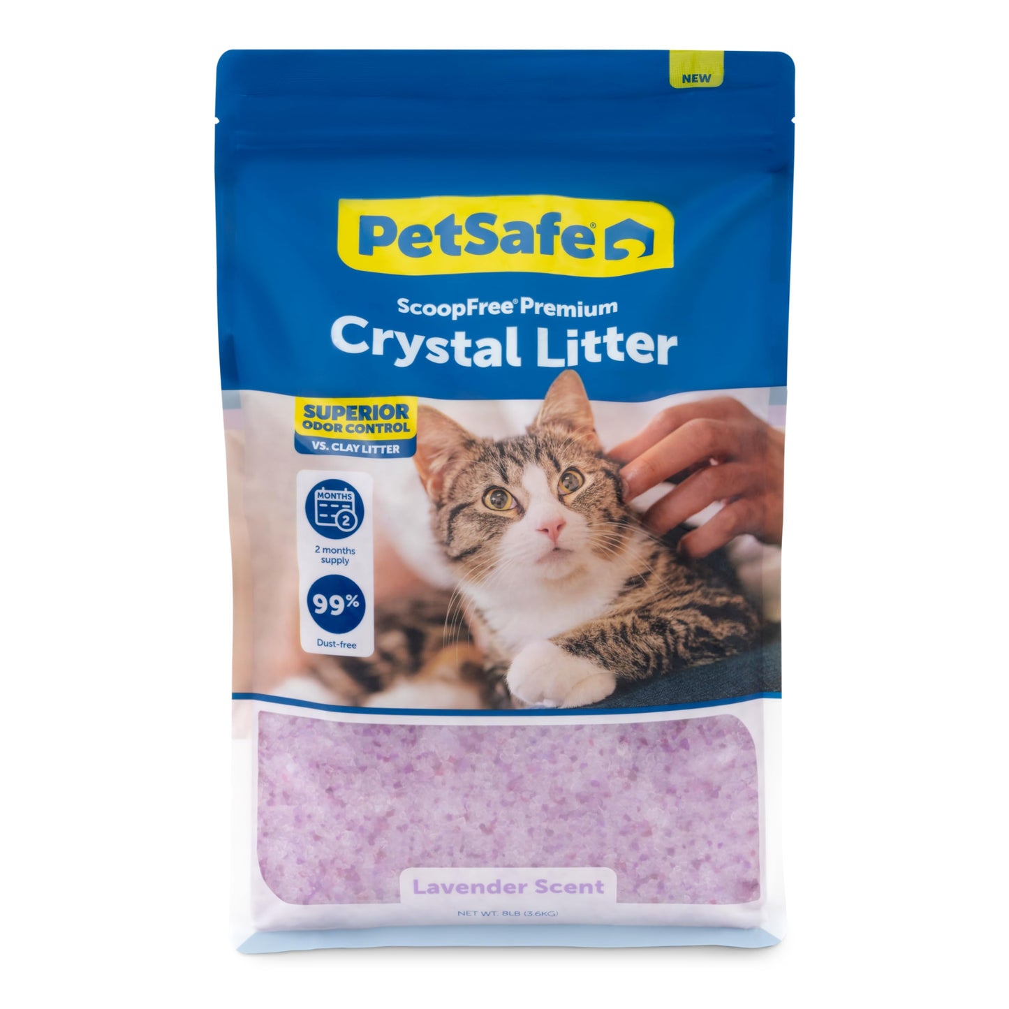 PetSafe ScoopFree Premium Fresh Crystal Cat Litter, 3-Pack – Lightly Scented Litter – Superior Odor Control – Low Tracking for Less Mess – Lasts Up to 6 Months, 24 lbs Total (3 Pack of 8 lb Bags)