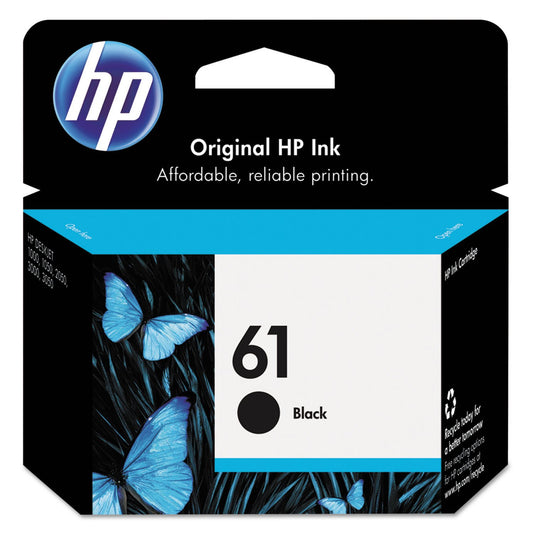 HP 61 Black Ink Cartridge | Works with DeskJet 1000, 1010, 1050, 1510, 2050, 2510, 2540, 3000, 3050, 3510; ENVY 4500, 5530; OfficeJet 2620, 4630 Series | Eligible for Instant Ink | CH561WN