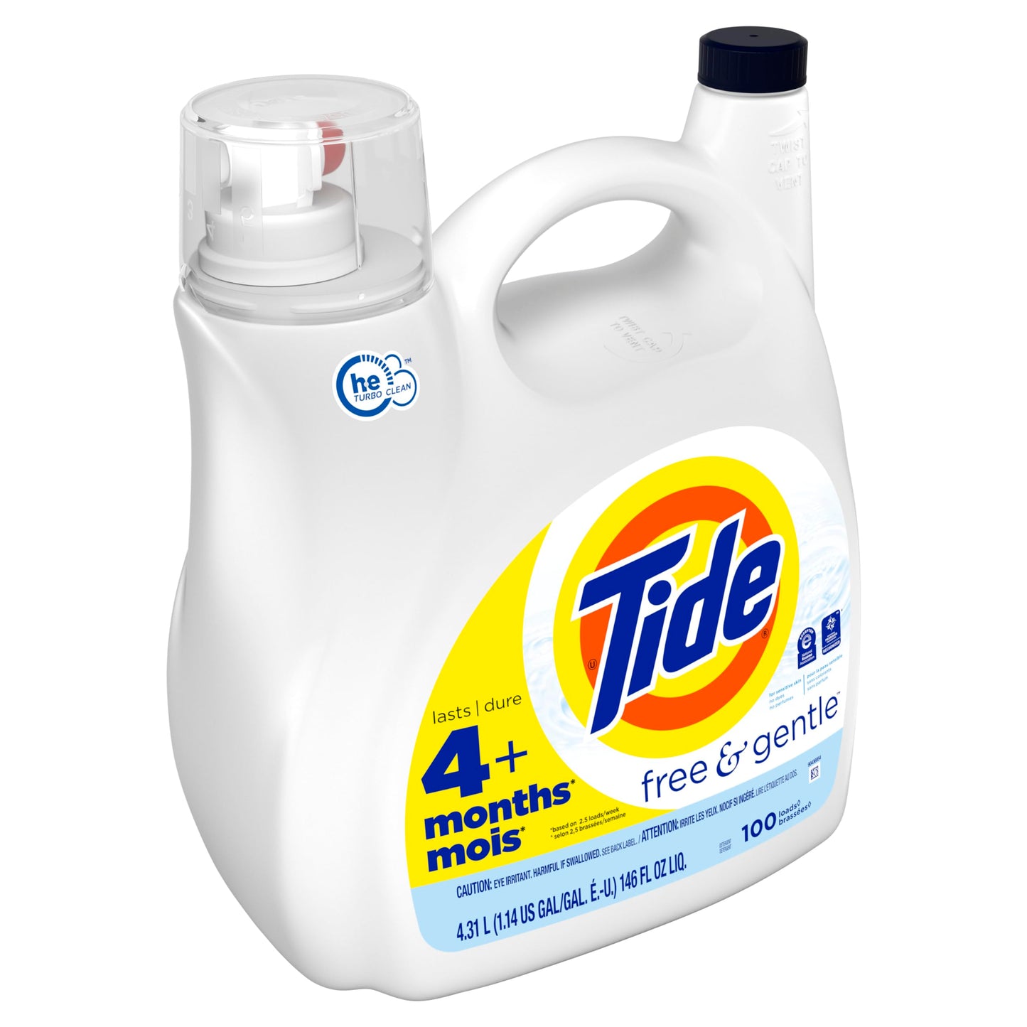 Tide Free & Gentle Liquid Laundry Detergent, 64 loads, 84 fl oz