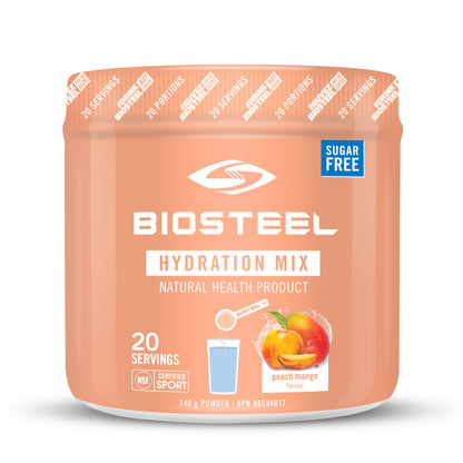 BioSteel Hydration Mix, Great Tasting Hydration with Zero Sugar, and No Artificial Flavours or Preservatives, Peach Mango Flavour, 45 Servings per Tub
