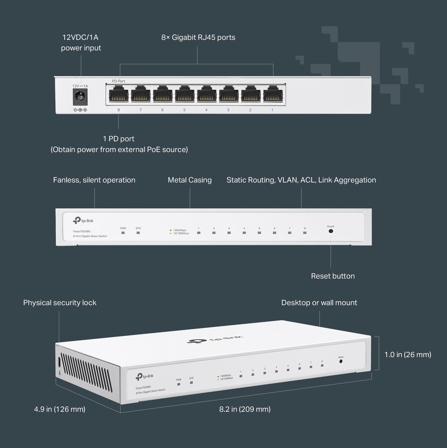 TP-Link TL-SG105 5 Port Gigabit Unmanaged Ethernet Network Switch, Ethernet Splitter, Plug and Play, Fanless Metal Design, Shielded Ports, Traffic Optimization, Limited Lifetime Protection,Black