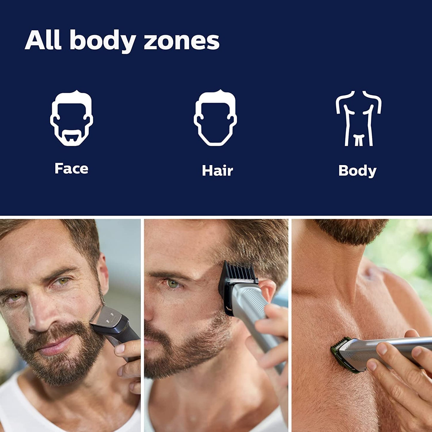 Philips Multigroom Series 7000, Cordless Wet & Dry with 19 Trimming Accessories, DualCut Technology, Lithium-Ion and Storage Bag, MG7770/18