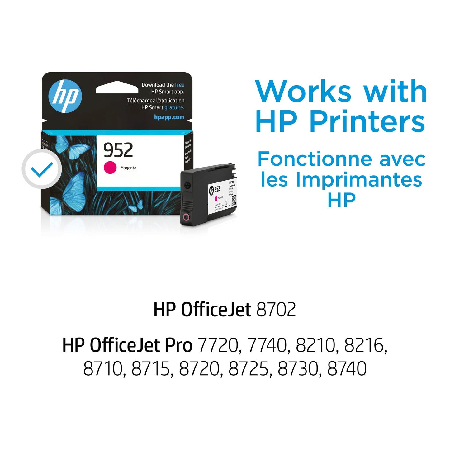 Original HP 952 Cyan, Magenta, Yellow Ink Cartridges (3-pack) | Works with HP OfficeJet 8702, HP OfficeJet Pro 7720, 7740, 8210, 8710, 8720, 8730, 8740 Series | Eligible for Instant Ink | N9K27AN
