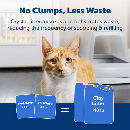 PetSafe ScoopFree Premium Blue Crystal Litter, Superior Odor Control - Low Tracking for Less Mess - Lasts Up to 1 Month (2 Pack of 4.3 Lb Bag)
