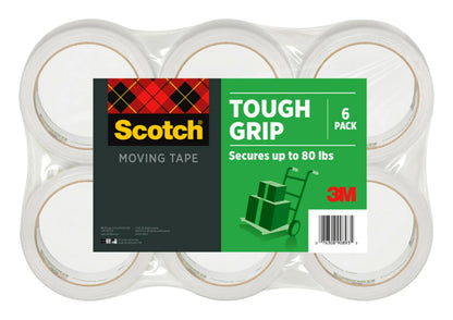 Scotch Packing Tape Tough Grip Moving Tape, 1.88" x 20m, 1 Roll w/ Handheld Dispenser