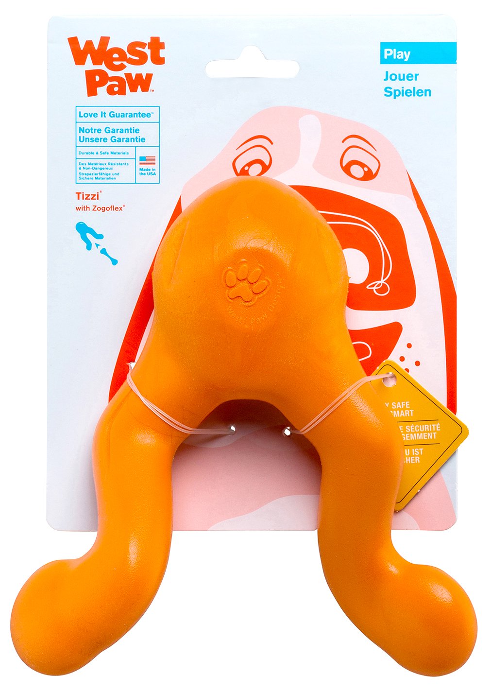 West Paw Zogoflex Tizzi Interactive Treat Dispensing Dog Fetch Play Toy, 100% Guaranteed Tough, It Floats!, Made in USA, 4.5-Inch Small, Aqua