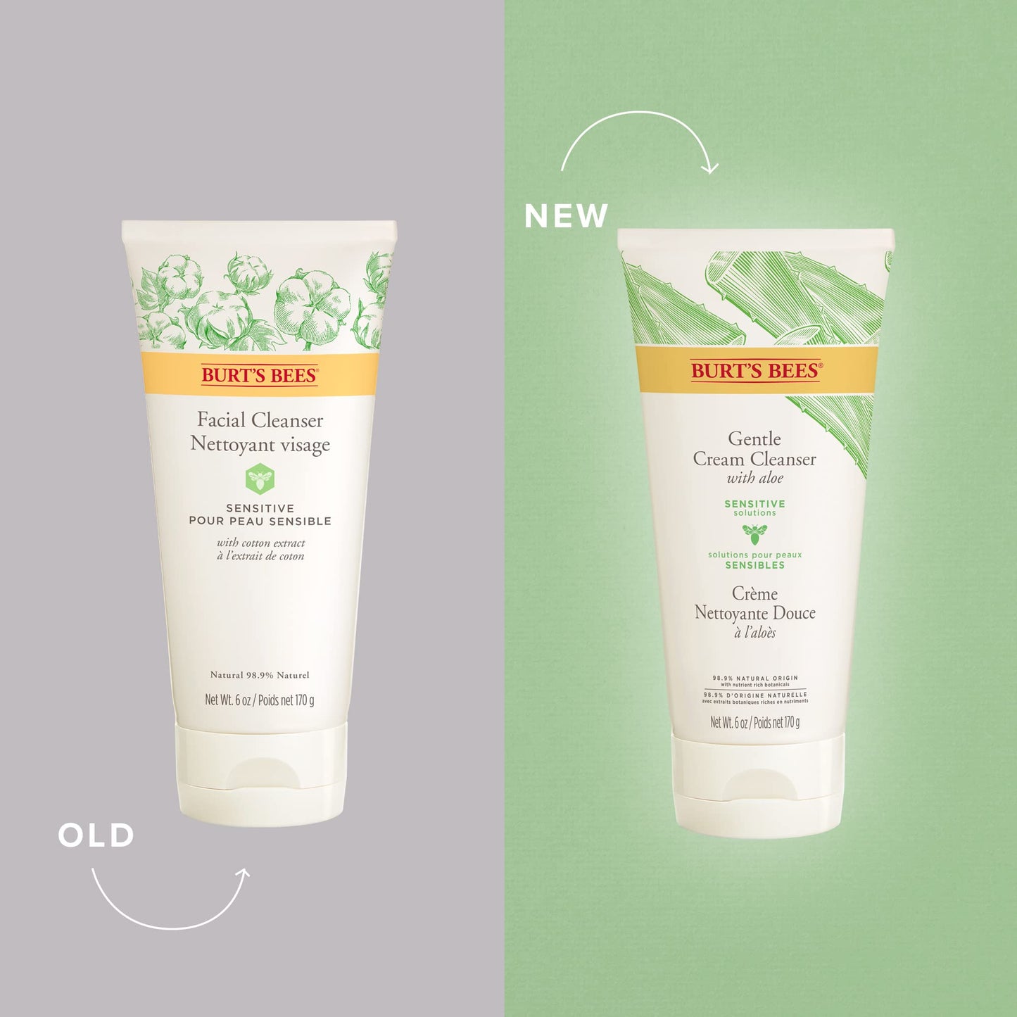 Burt's Bees Sensitive Hydrating Gentle Daily Face Cream Moisturizer Face Lotion for Sensitive Skin with Aloe and Rice Milk, 98.9% Natural Origin, Developed with Dermatologists, 51g