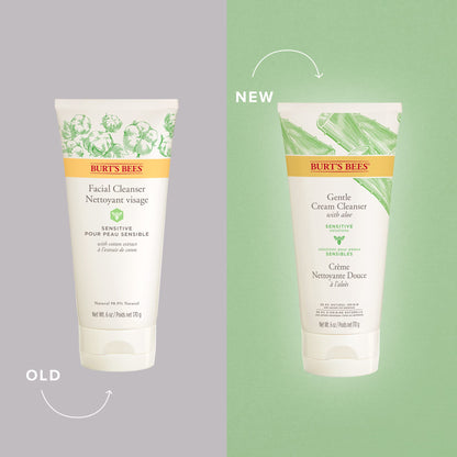 Burt's Bees Sensitive Hydrating Gentle Daily Face Cream Moisturizer Face Lotion for Sensitive Skin with Aloe and Rice Milk, 98.9% Natural Origin, Developed with Dermatologists, 51g
