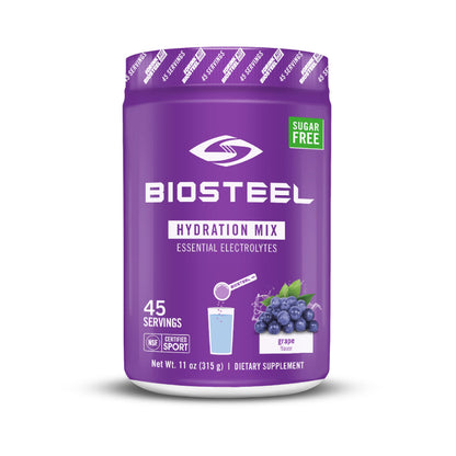 BioSteel Hydration Mix, Great Tasting Hydration with Zero Sugar, and No Artificial Flavours or Preservatives, Grape Flavour, 45 Servings per Tub