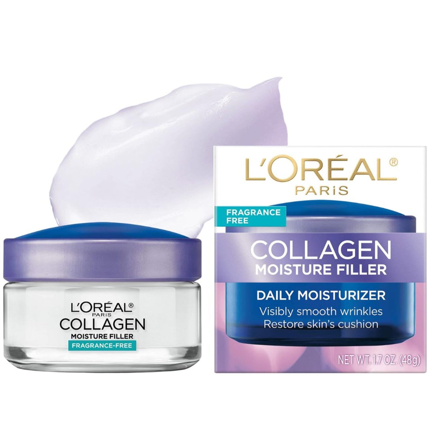 L’Oréal Paris Day and Night Moisturizer Cream, Collagen Moisture Filler Skincare, Hydrating Cream for Face, Neck and Chest to Smooth Skin and Reduce Look of Wrinkles, 50 ml