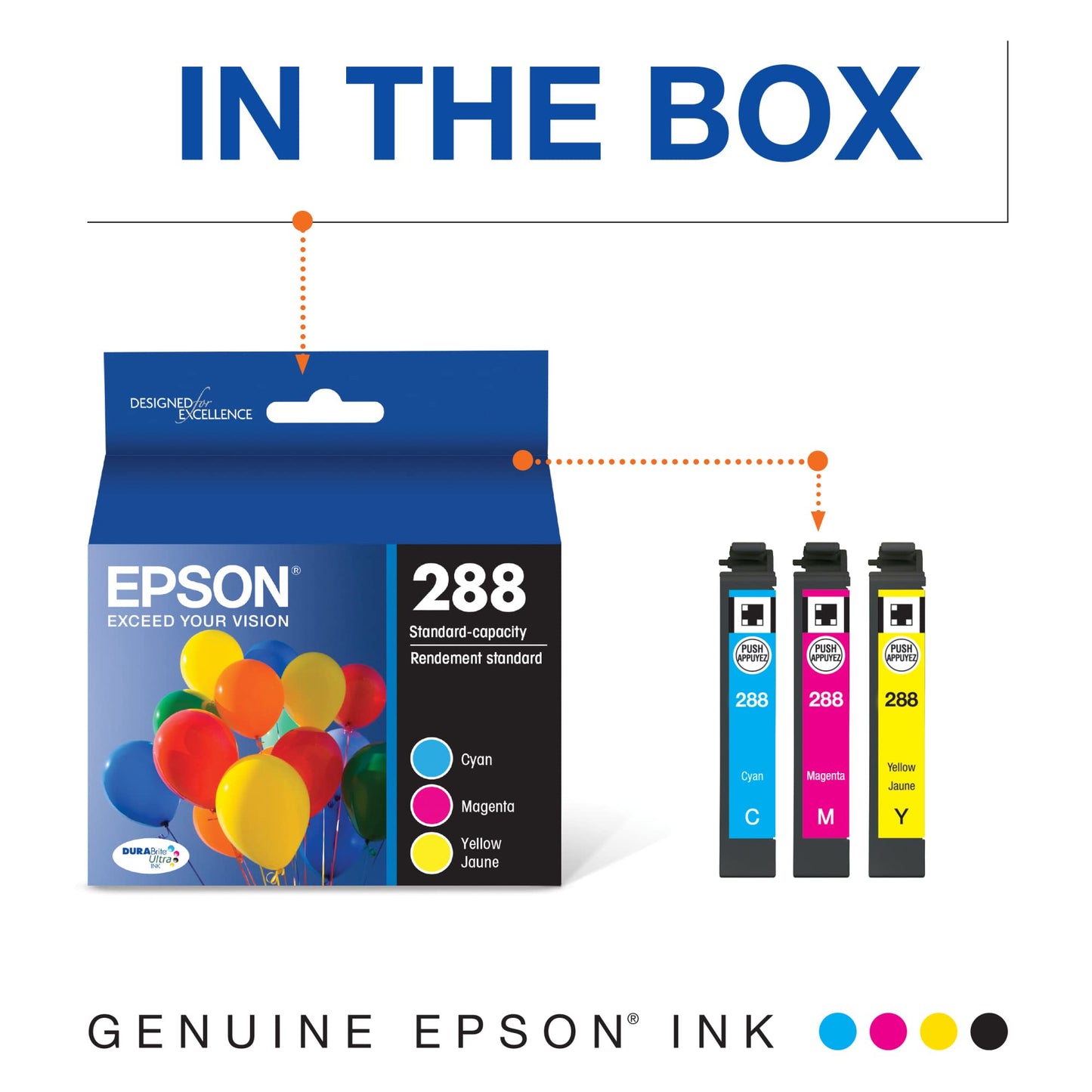 Epson 288 DURABrite Ultra Standard Capacity Cartridge Ink, Colour Combo Pack (T288520)