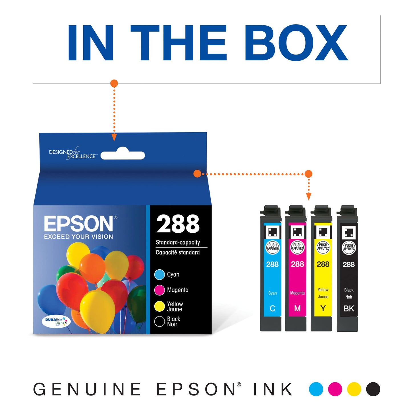 Epson 288 DURABrite Ultra Standard Capacity Cartridge Ink, Colour Combo Pack (T288520)