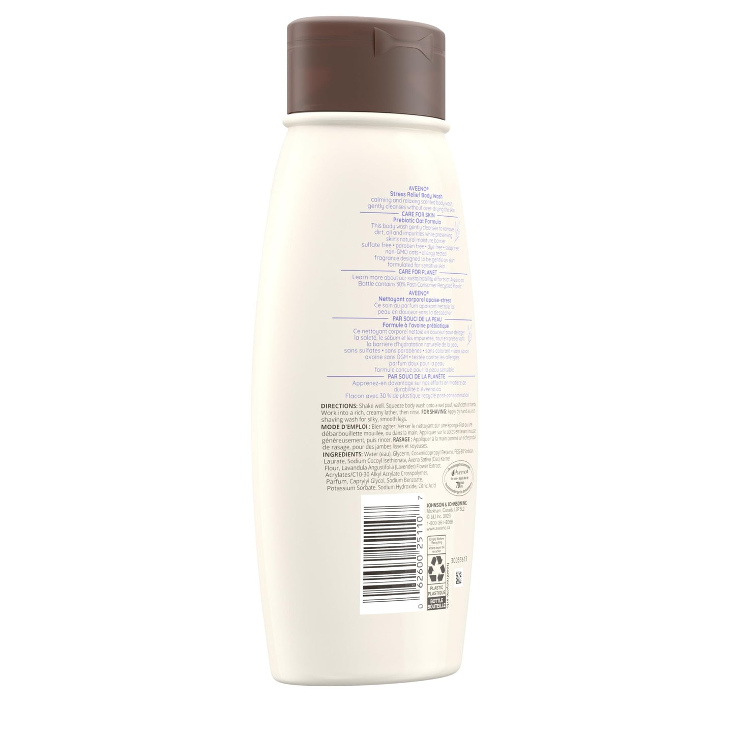 Aveeno Stress Relief Body Wash - Dry Skin, Colloidal Oatmeal, Ylang Ylang, Chamomile, Lavender Essential Oils, 975 mL (Packaging May Vary)