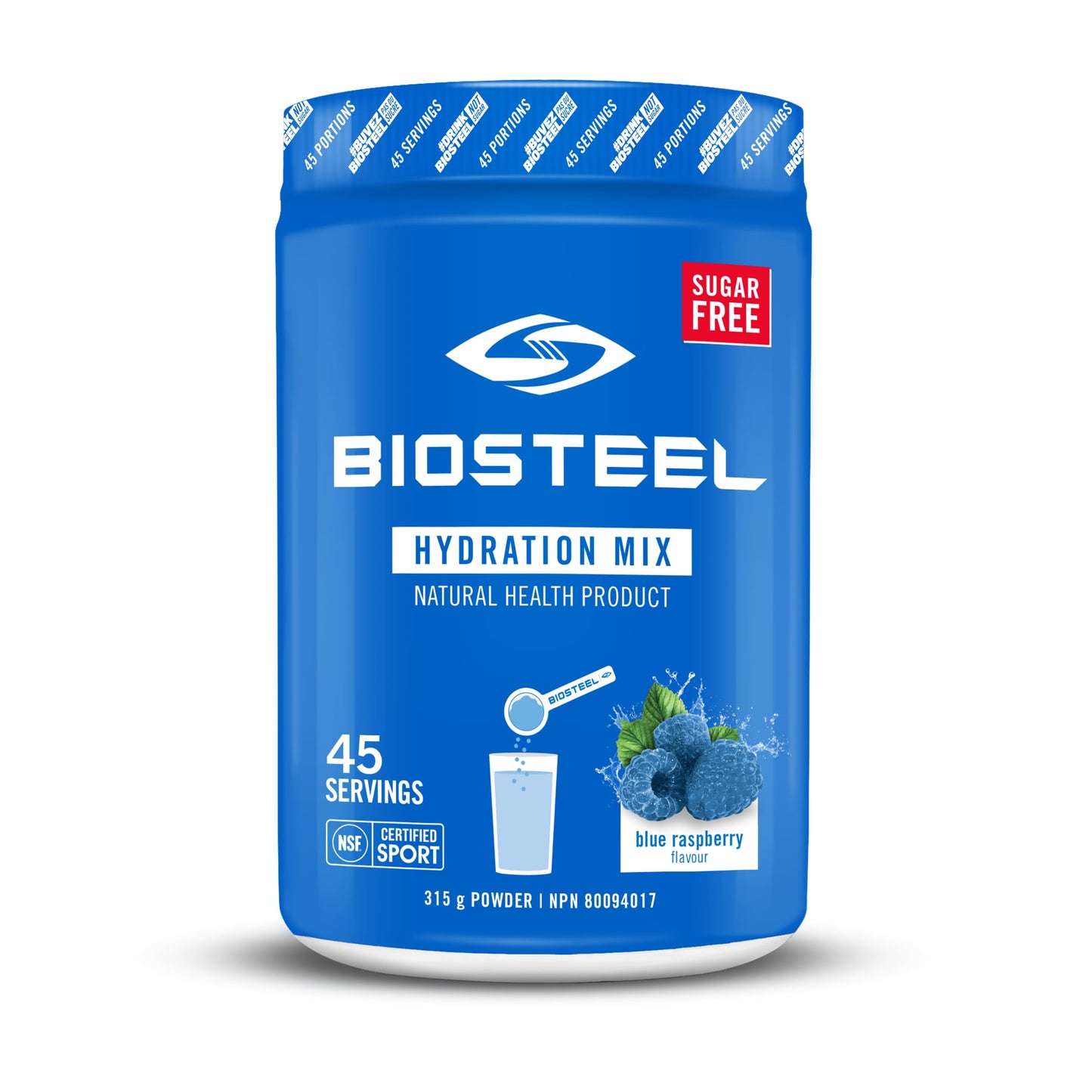 BioSteel Hydration Mix, Great Tasting Hydration with Zero Sugar, and No Artificial Flavours or Preservatives, Blue Raspberry Flavour, 20 Servings per Tub