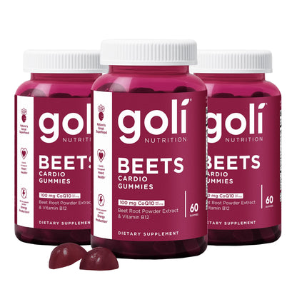 Goli Nutritional Supplement, Beets Cardio Gummy - 60 Count - 100mg CoQ10 & Beet Root Extract - Gluten-Free, Vegan, Non-GMO, and Gelatin-Free. Nature's Great Superfood.