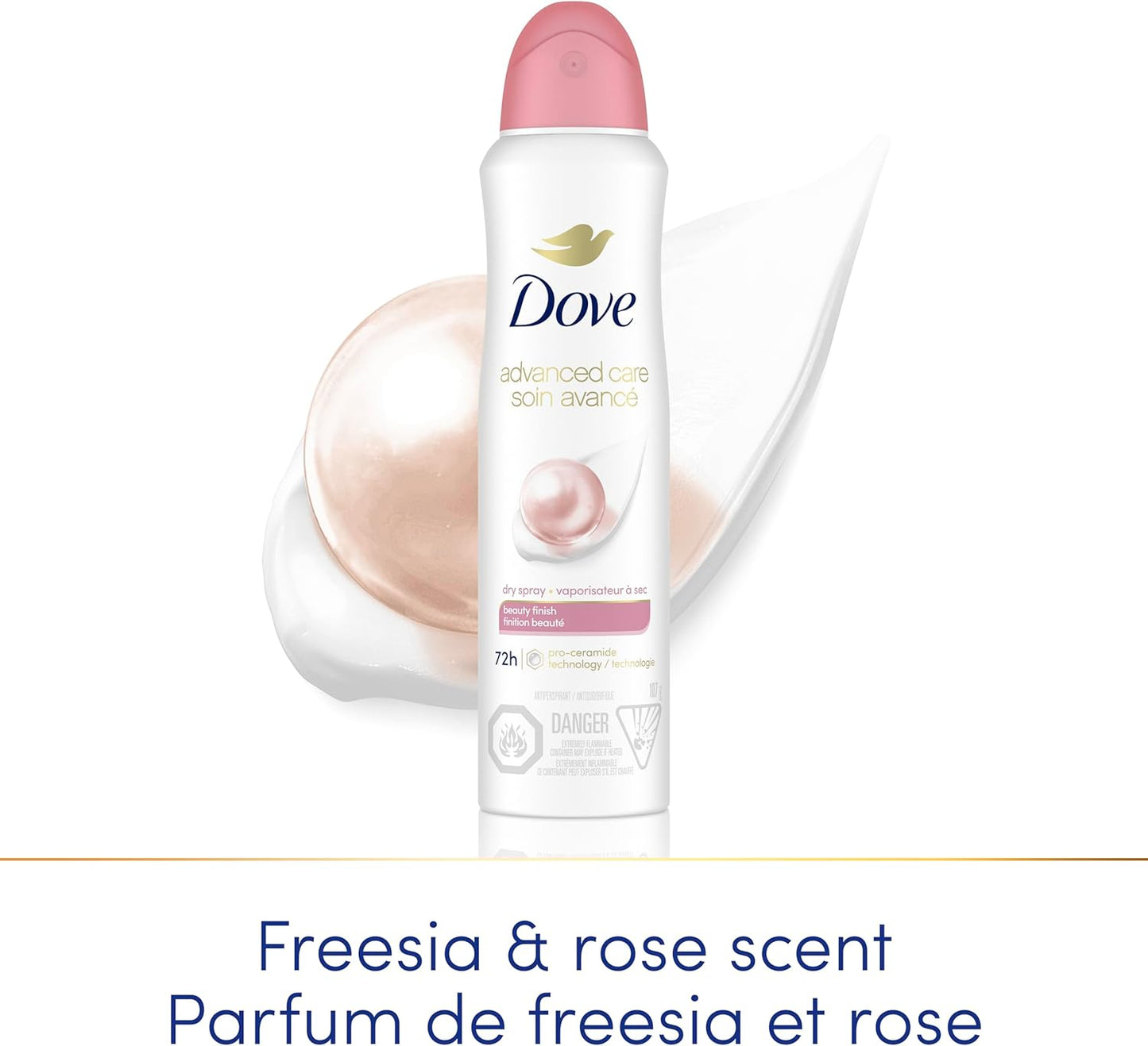 Dove Advanced Care Beauty Finish Dry Spray Antiperspirant Deodorant for Women with ¼ Moisturizers 107 g