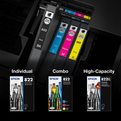 EPSON 822 DURABrite Ultra Ink Standard Capacity Cartridge Combo Pack (T822520-S) Works with WorkForce Pro WF-3820, WF-3823, WF-4820, WF-4830, WF-4833, WF-4834, Color - Cyan, Magenta, Yellow Jaune