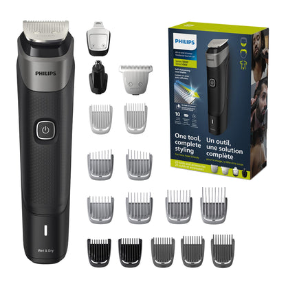 Philips Multigroom Series 3000 Cordless with 10 Trimming Accessories, Lithium-Ion and Storage Bag, MG3750/10