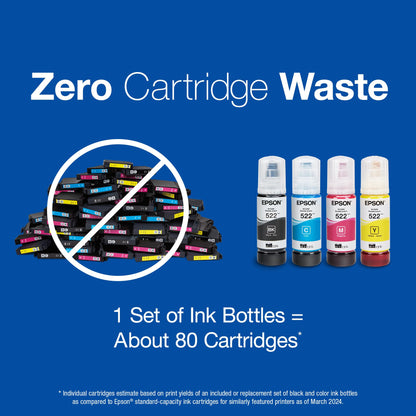 EPSON 522 EcoTank Ink Ultra-high Capacity Bottle Colour Combo Pack (T522520-S) Works with EcoTank ET-2400, ET-2720, ET-2800, ET-2803, ET-2840, ET-4700, ET-4800, ET-4810