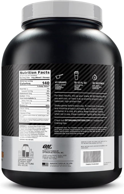 OPTIMUM NUTRITION Platinum HydroWhey, Turbo Chocolate 3.5lb