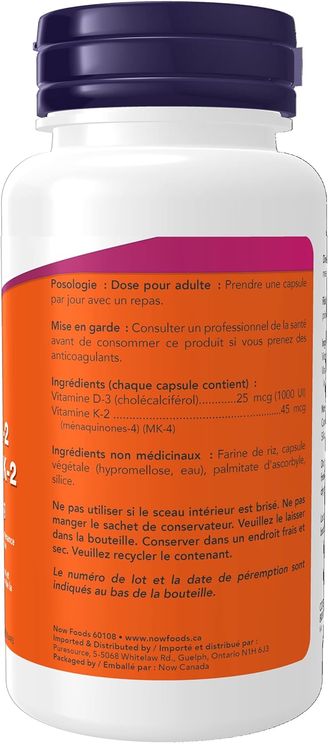 Now Foods Vit D-3 1,000 IU & K2 45mcg 120vcap