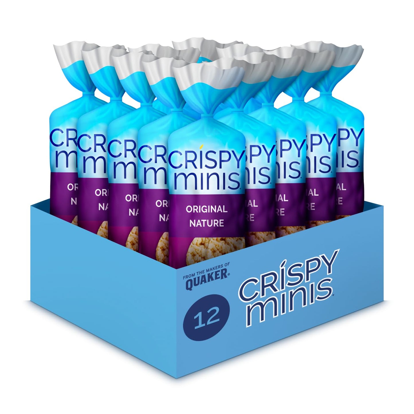 Quaker Crispy Minis White Cheddar Flavour Large Brown Rice Cakes, Multi-Pack, 140g (Pack of 12)