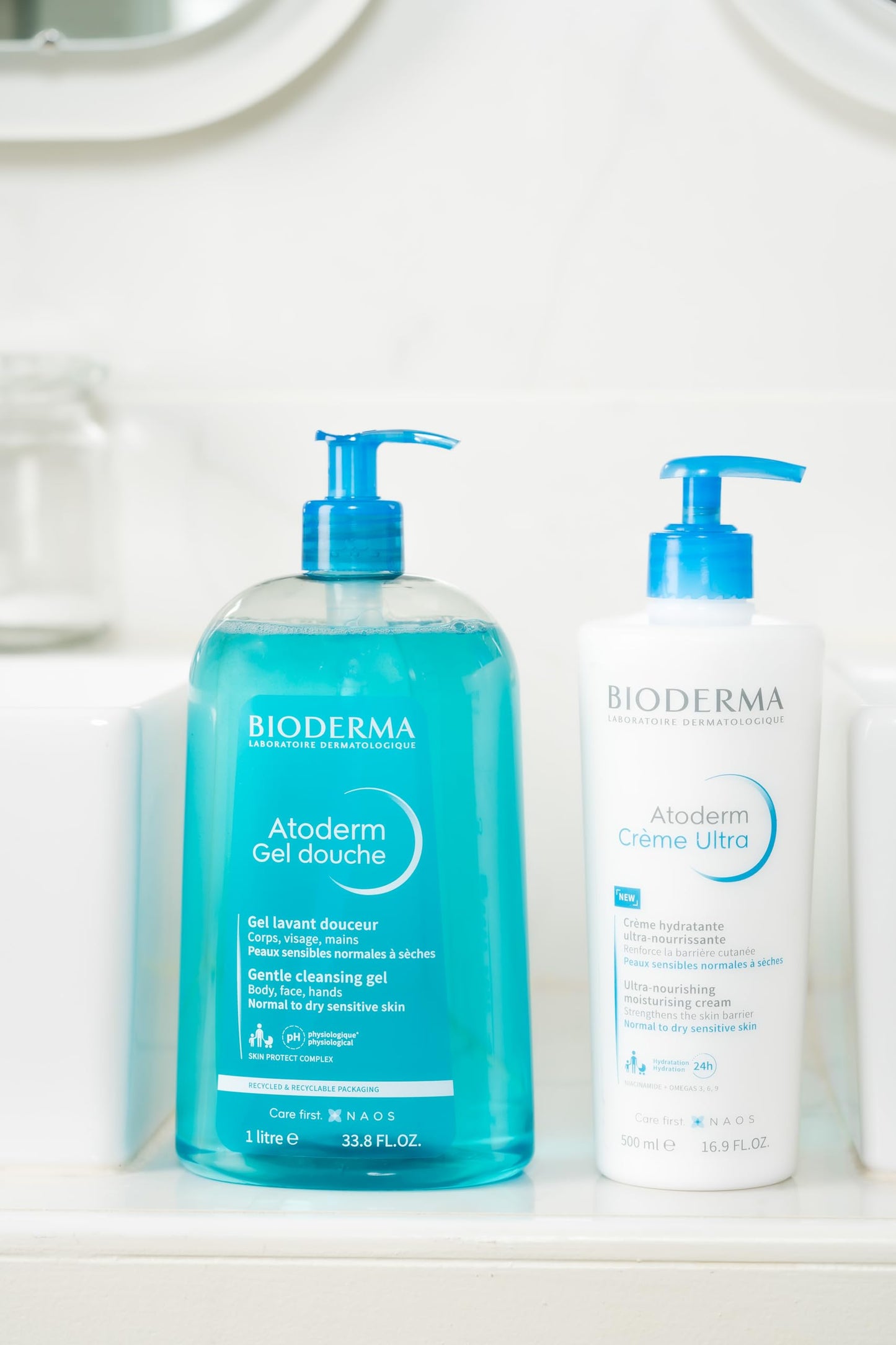 Bioderma - Atoderm Shower Gel Body Wash - Moisturizing Face and Body Cleanser for Normal to Dehydrated Sensitive Skin, 1lt