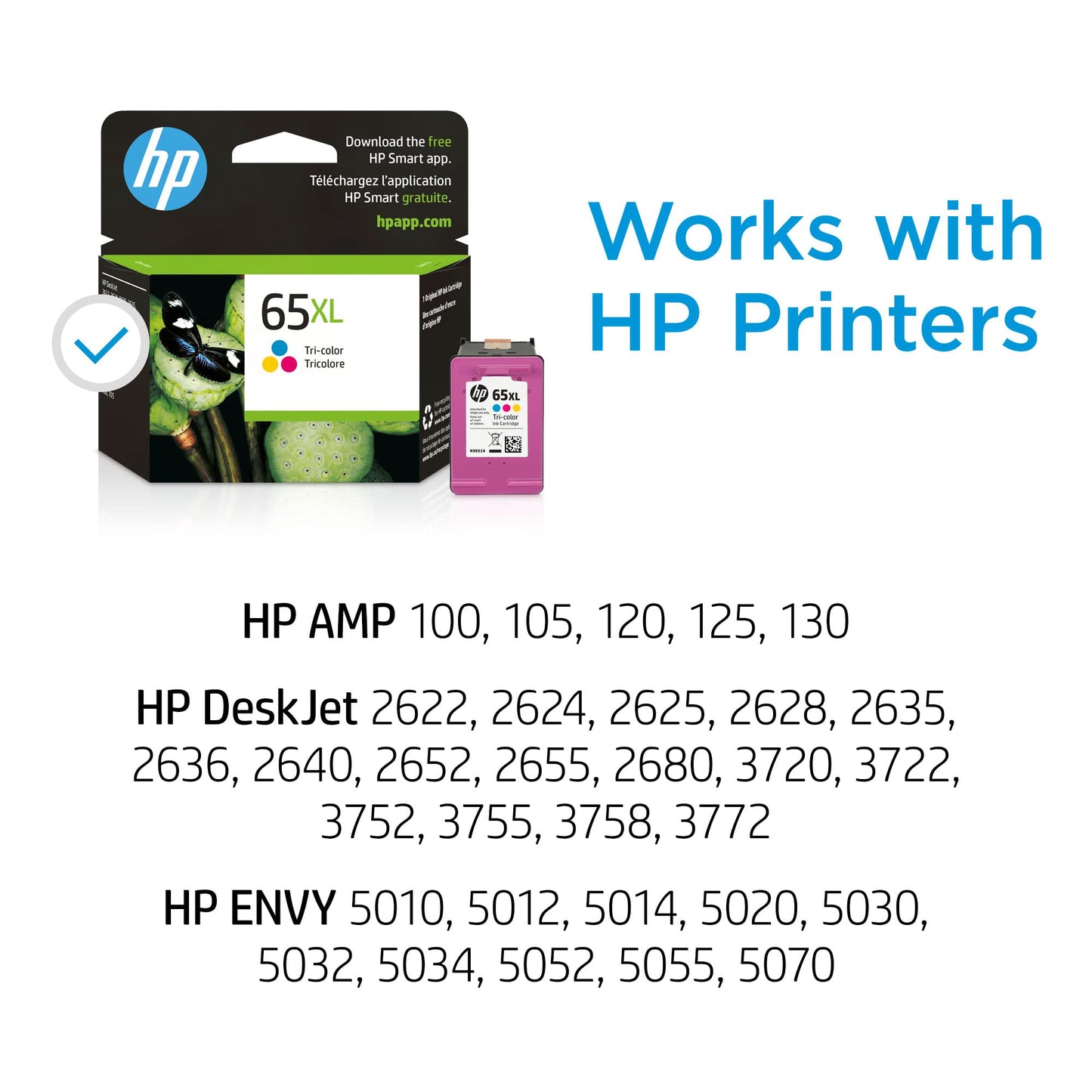 Original HP 65XL Black High-yield Ink Cartridge | Works with HP AMP 100 Series, HP DeskJet 2600, 3700 Series, HP ENVY 5000 Series | Eligible for Instant Ink | N9K04AN