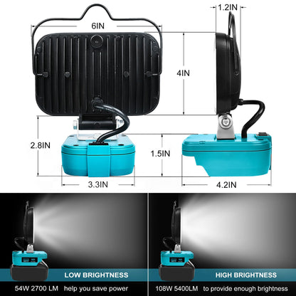 Cordless LED Work Light for Milwaukee 18V Lithium Batteries, 108W 5400LM Adjustable Portable Flood Lights for Job Site Lighting Outdoor Camping Garage Vehicle Lighting【Battery not Included】