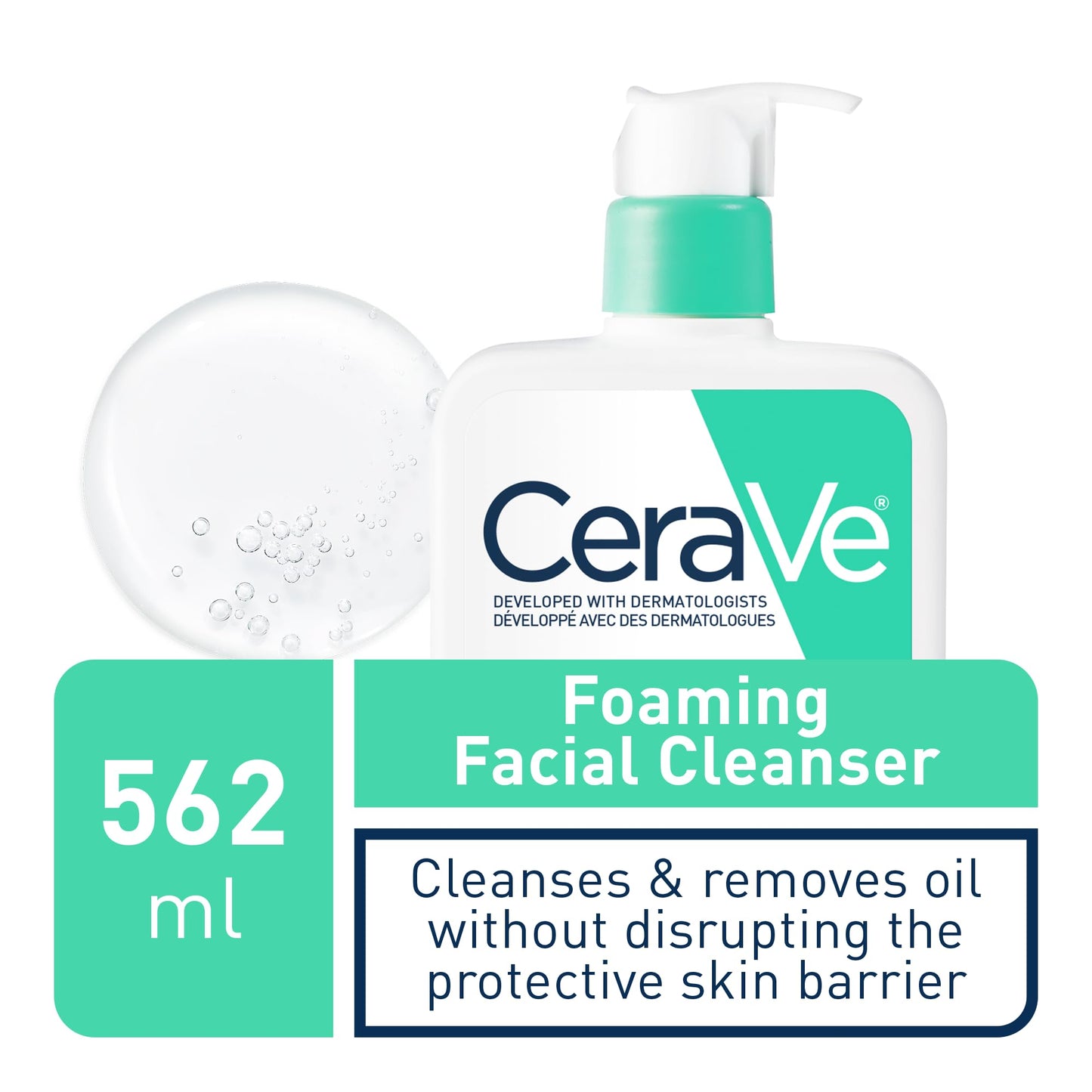CeraVe FOAMING Face Cleanser, Gentle Face Wash with Hyaluronic Acid, Niacinamide, Ceramides. Makeup Remover for oily skin, won’t clog pores. Oil & sebum control. Non-Comedogenic, Sensitive Skin, Men & Women, 562ML