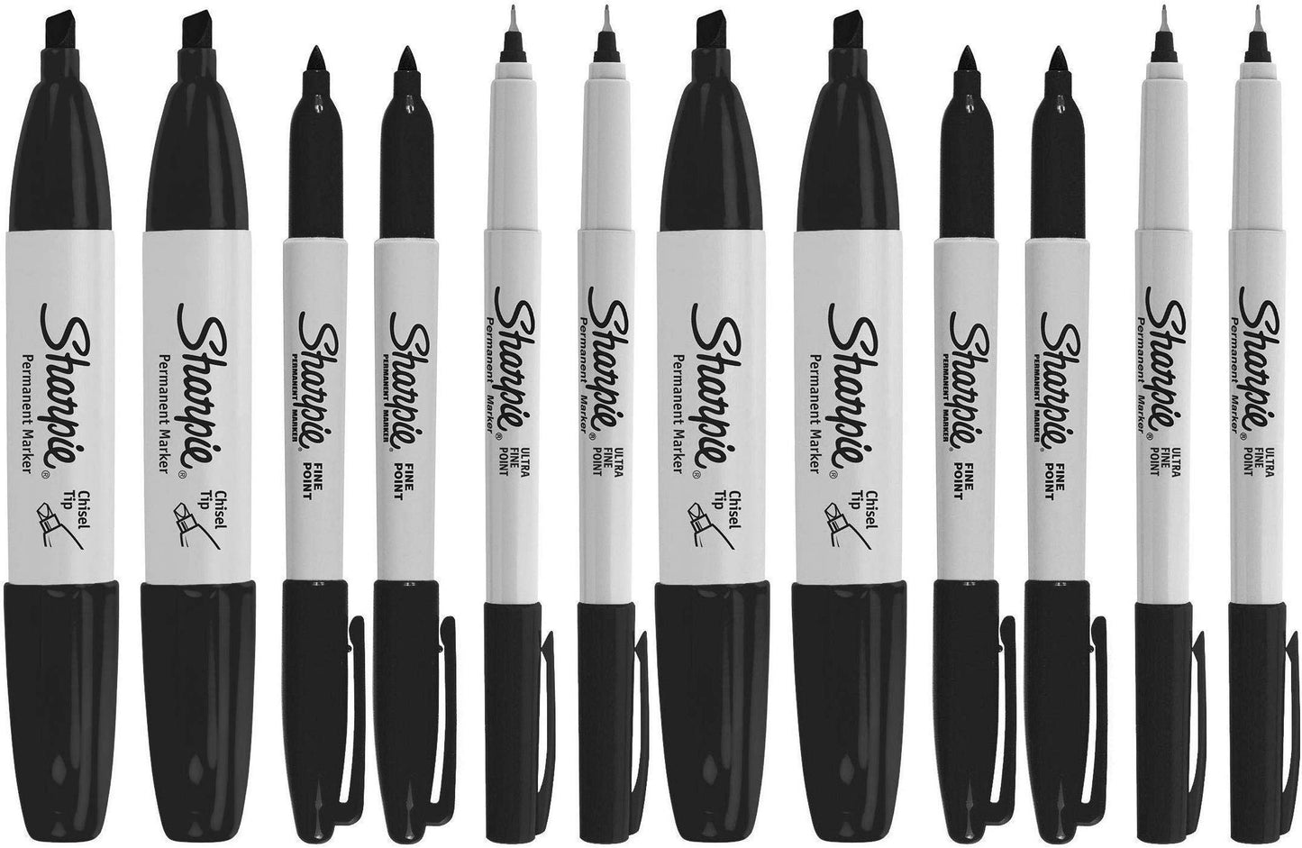 Sharpie Permanent Markers Variety Pack, Featuring Fine, Ultra-Fine, and Chisel-Point Markers, Black, 6 Count