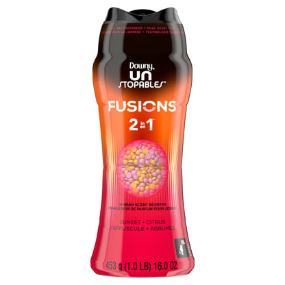 Downy Unstopables Fusions In-Wash Laundry Scent Booster Beads, Sunset and Citrus Scent, 2-in-1 All Day Freshness, 598 Grams