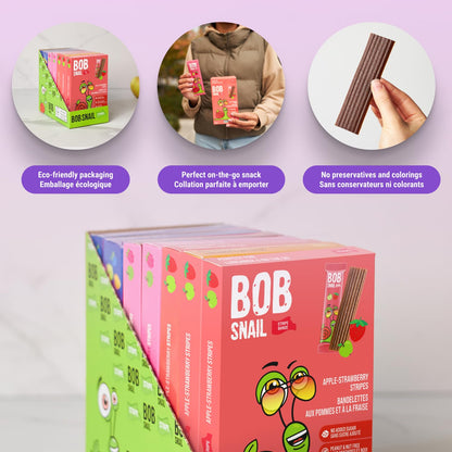 Bob Snail Fruit Leather Sweet & Sour Family Pack - Nut free fruit Roll Ups with Dried Mango,Sour Cherry & Blackcurrant, Candy box Fruit Snacks, All Natural Healthy Snacks for kids, Sugar Free sour Candy, 42 pcs Pack / 588 gram candy bulk (Exotic Mix)