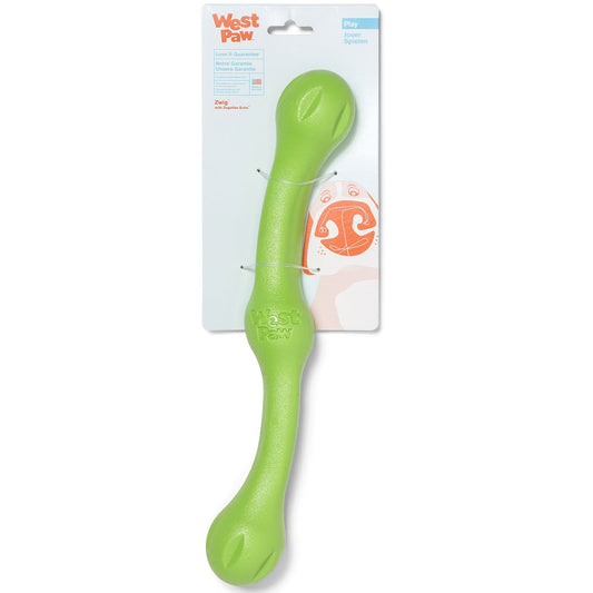 West Paw Zogoflex Echo Zwig Squeezy Dog Fetching Stick – Bouncy, Hollow, Squishy Interactive Toy for Puppies, Large Dogs – Floatable Stick, Lightweight Chewy Toy for Catch/Fetch – 13.75”, Jungle Green