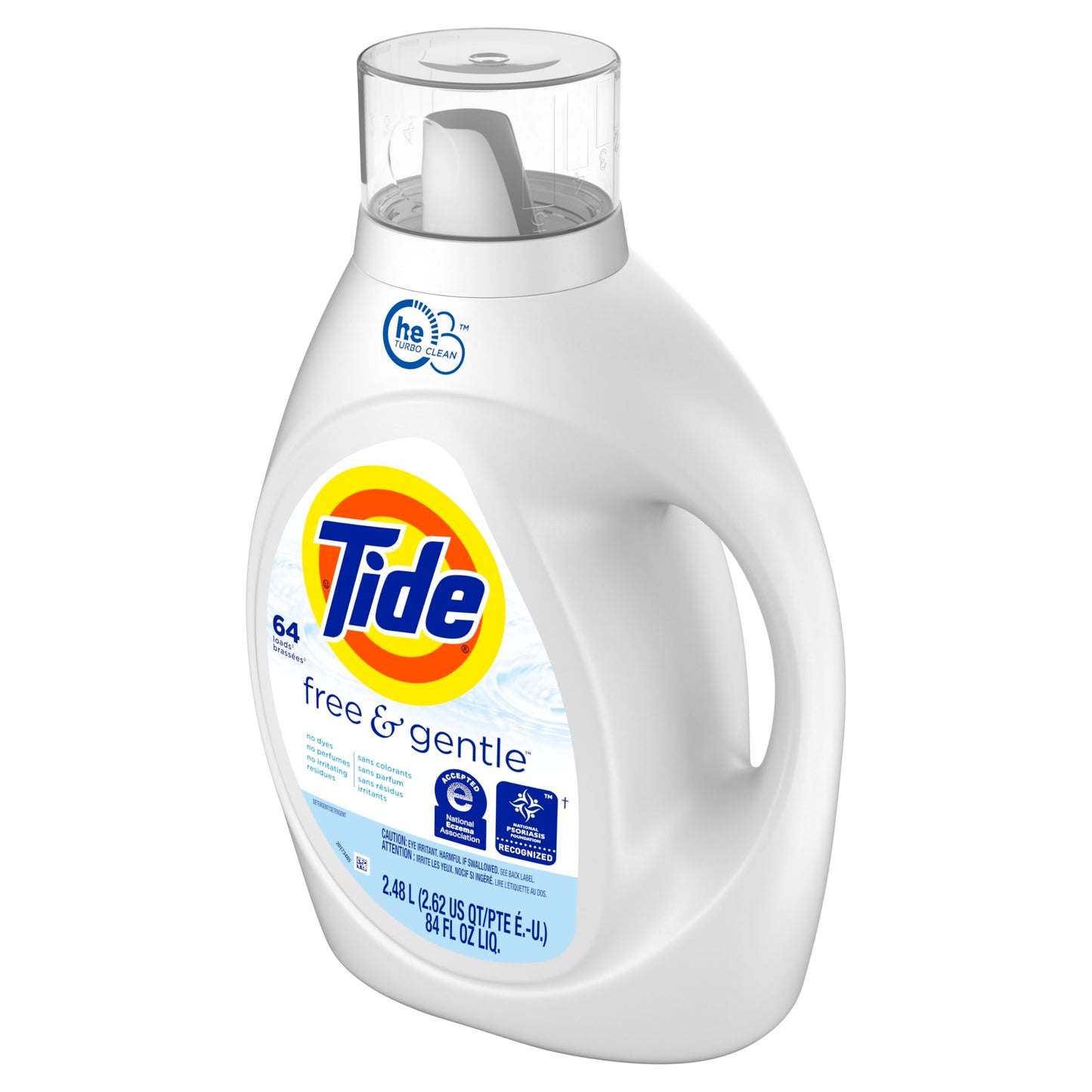 Tide Free & Gentle Liquid Laundry Detergent, 64 loads, 84 fl oz